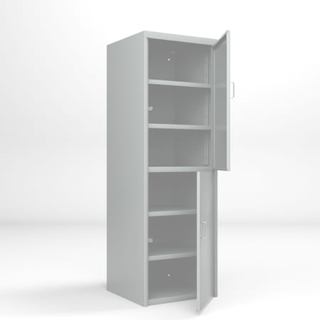 Pucel Heavy Duty Storage Locker, Two Doors, 24 in W x 24 in D x 74 in H, Adjustable Shelves, Gray DLCU-2424-2-AS