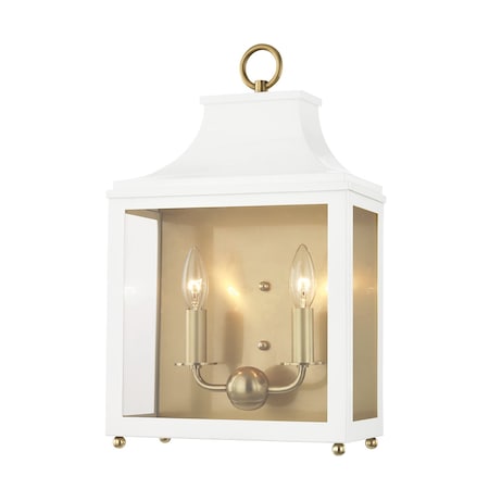 Mitzi Leigh 2 Light Wall Sconce 11.25 In. Aged Brass/Soft Off White H259102-AGB/WH