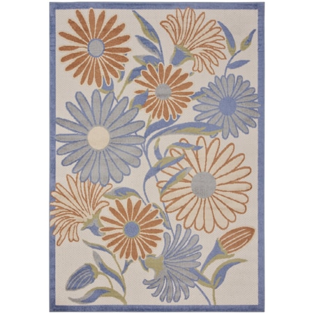 Homeroots 5' X 8' Beige Floral Indoor Outdoor Area Rug 572896