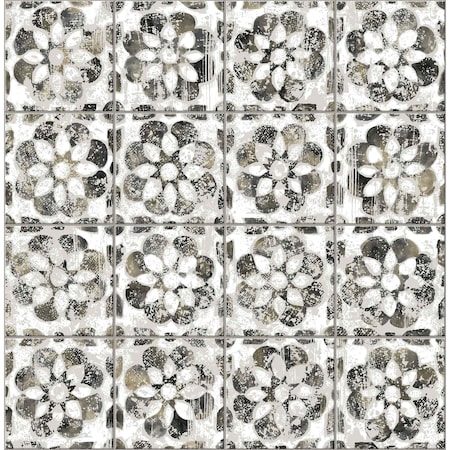 Advantage Izeda Black Floral Tile Wallpaper 2980-26196