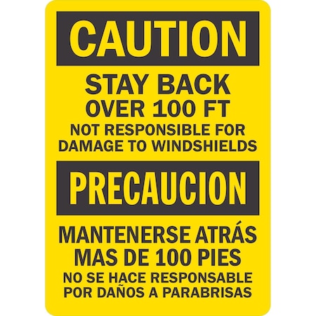 Lyle Stay Back Over 100 Ft / Mantenerse Atras Mas De 100 Pies, 10x14, Non-Reflective, Yellow G-1419-PL_10x14