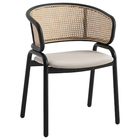 Leisuremod Ervilla Dining Chair with Stainless Steel Legs Velvet Seat and Wicker Back, Beige EC20BG