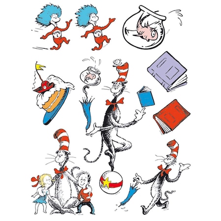 Eureka Cat In The Hat Characters Window Clings, 12 x 17 in., 12PK EU-836025-12