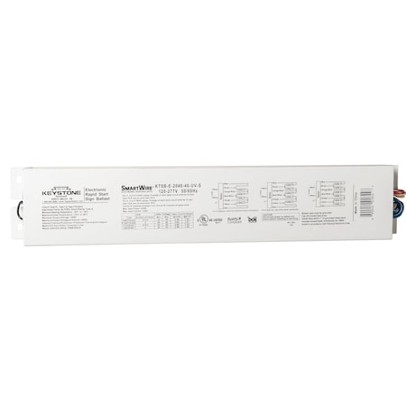 Keystone Electronic Sign Ballast, Series Wiring, 20-48 lamp load, 4-6 lamps, 120-277V Input KTSB-E-2048-46-UV-S-IP