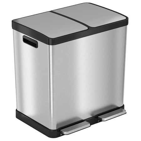 Hls Commercial 16 Gal Combo Recycle Bin and Trash Can, Stainless Steel HLSS16R