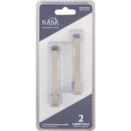 Hardware Resources KasaWare 3-3/8'' Overall Length Satin Nickel Square Bar Pull, 2PK K7063SN-2