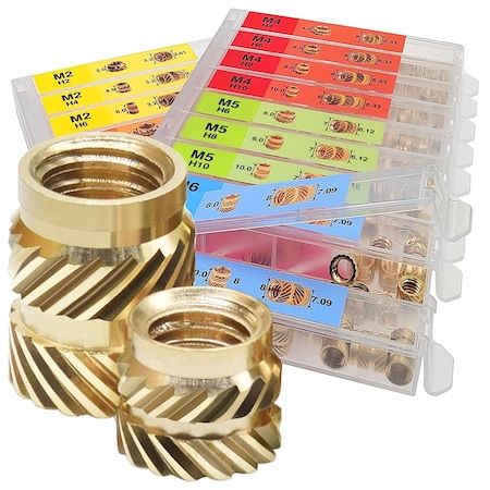 Florida Tools Metric Threaded Inserts for Plastic Heat Set Threaded Brass Insert Assortment Kit 350pcs FT941