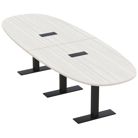 Skutchi Designs 12ft Conference Table With Power Unit | 12 Person Modular Boval Meeting Table | Harmony Series HAR-BOVL-48X144-T.BK-WA7976-EBLK