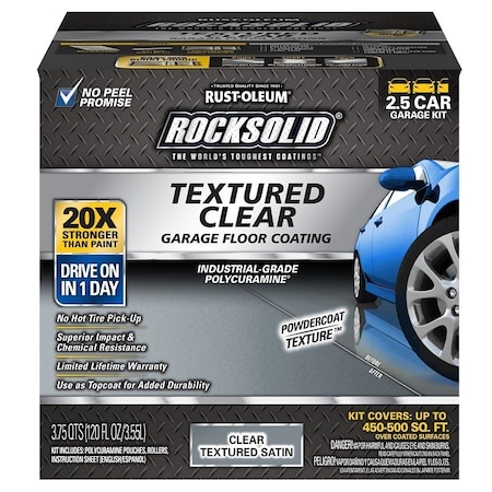Rust-Oleum RUST-OLEUM ROCKSOLID 317382 Textured Floor Coating Kit, Clear, Satin, 120 oz 317382