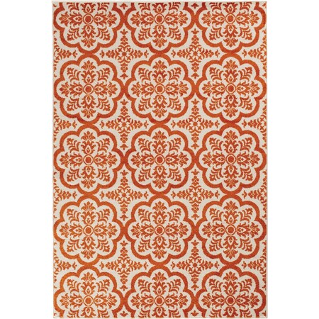 Backyard Bungalow Contoy 6 ' 7''x9 ' 6'' Orange Tile Plush Outdoor Rug 2301NT71DB.084