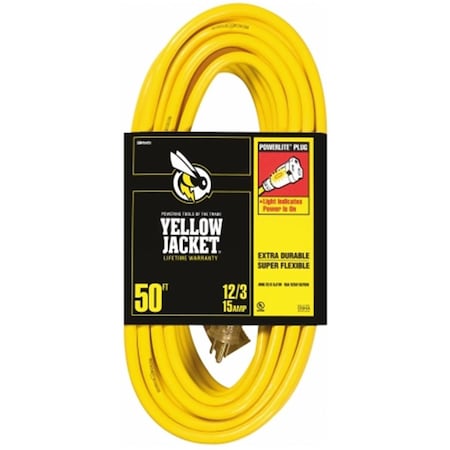 Southwire Extension Cord, 12 AWG, 12/3, 1 Outlets, Yellow, 50 ft CO310230