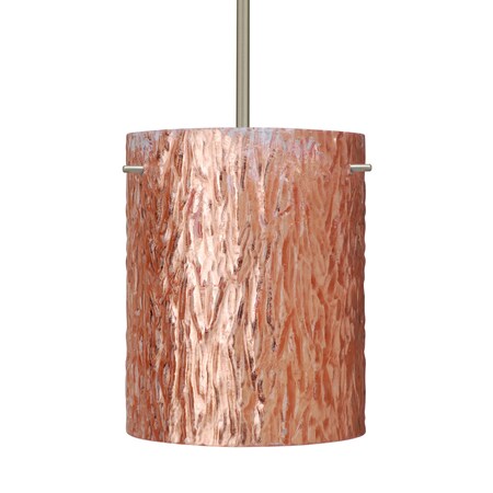 Besa Lighting Tamburo 8 Stem Pendant, Stone Copper Foil, Satin Nickel Finish, 1x11W LED 1TT-4006CS-LED-SN