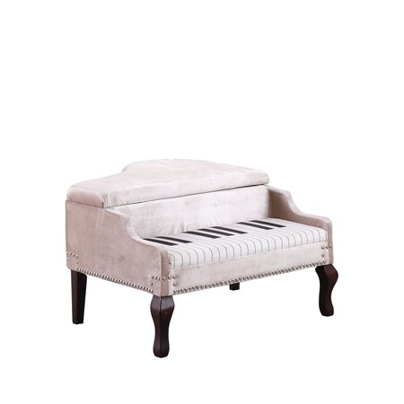 Homeroots Silver Velour Baby Grand Piano Storage Bench 469437