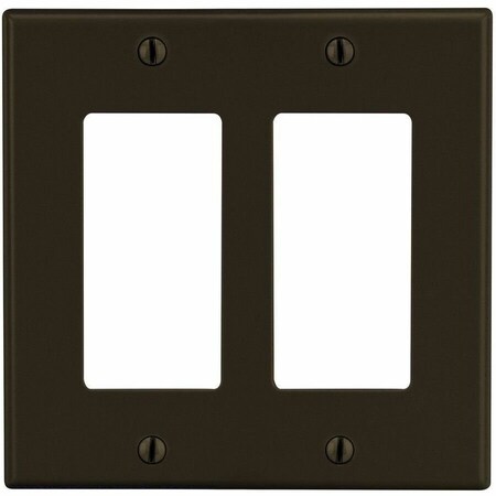 Hubbell Wiring Device-Kellems Rocker Wall Plate, Number of Gangs: 2 Plastic, Satin Finish, Brown P262