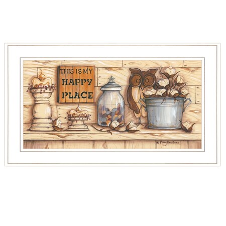 Homeroots My Happy Place 1 White Framed Print Wall Art 405324