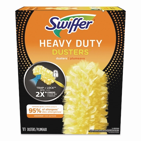 Swiffer Heavy Duty Dusters Refill, Trap + Lock Fiber, Yellow, 11 Dusters 99035