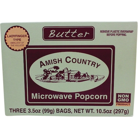 Amish Country Popcorn 3 Pack Ladyfinger Butter Microwave Popcorn 11332 W MB