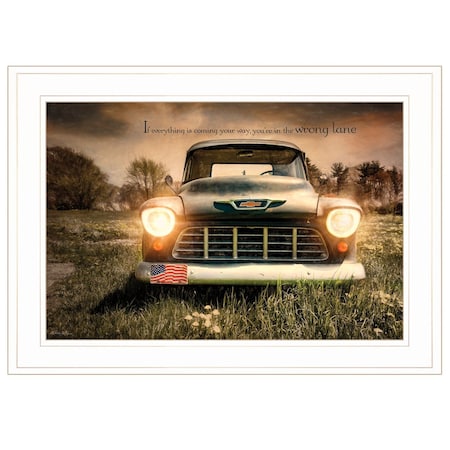 Homeroots Wrong Lane 1 White Framed Print Wall Art 405537
