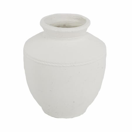 Homeroots 16" White Terracotta Round Jug Vase 568850