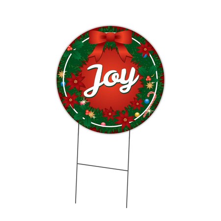 Signmission Joy Double Sided Corrugated Plastic Circle Yard Sign C-16-CIR-DS-WS- Joy