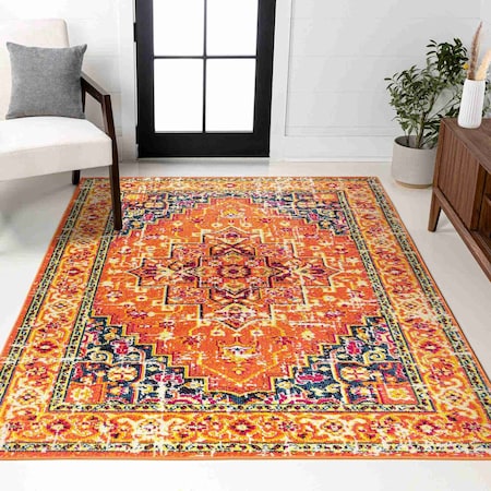 Jonathan Y Brooklyn Geometric Medallion Orange/Blue 8 ft. x 10 ft. Area Rug MDP207D-8