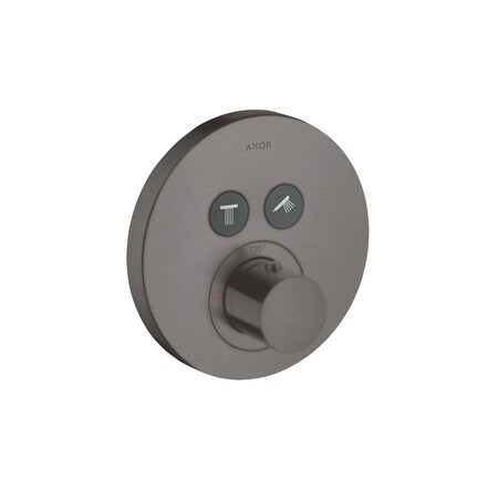 Axor ShowerSelect Thermostatic Trim Round for 2 Functions in Brushed Black Chrome 36723341