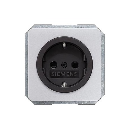 Siemens DELTA profil, silver SCHUKO socket outlet 10/16 A 250 V Black bezel 5UB1465