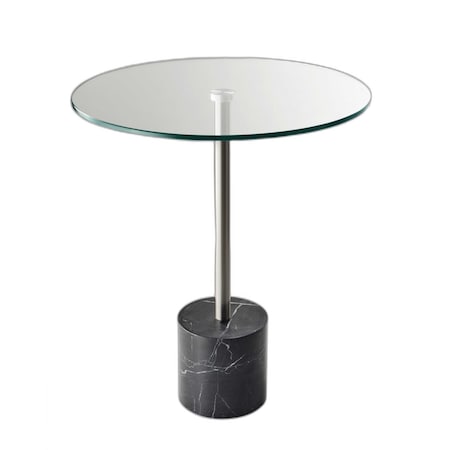 Homeroots 21" Silver And Clear Glass Round End Table 372937