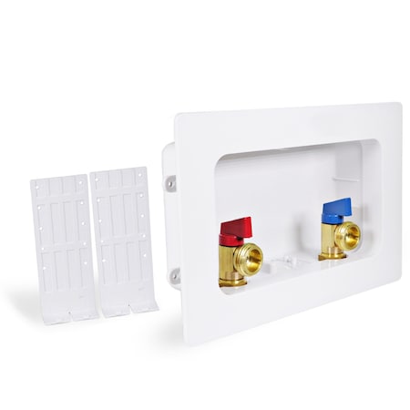 Everflow Washing Machine Outlet Box W/ Valves 1/2'' Push-Fit; White ABS SB300-U