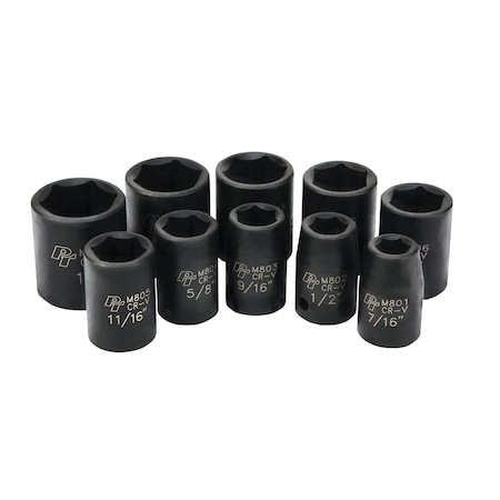 Performance Tool 10 pc. 1/2 in. Dr. Impact Sockets, SAE, Chrome Vanadium M592DB