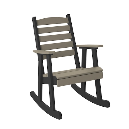 Polybird SLAT BACK ROCKING CHAIR. WEATHERWOOD AND BLACK POLYBIRD P77