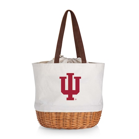 Picnic Time Family Of Brands NCAA Indiana Hoosiers Coronado Canvas and Willow Basket Tote - Picnic Bag 203-00-187-674-0
