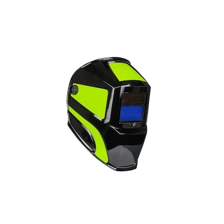 Forney Velocity Series ADF Welding Helmet, 3-Point Ratchet Harness Headgear, UV/IR Lens, Black/Green 55732