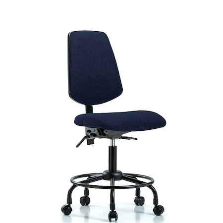 Blue Ridge Ergonomics Desk Chair Fab Desk Chair, Med, Bk, RT, Casters, Navy, No Arms, 21" to 26" Height, Fabric, Dark Blue BR-FDHCH-MB-RT-T0-A0-RC-F45