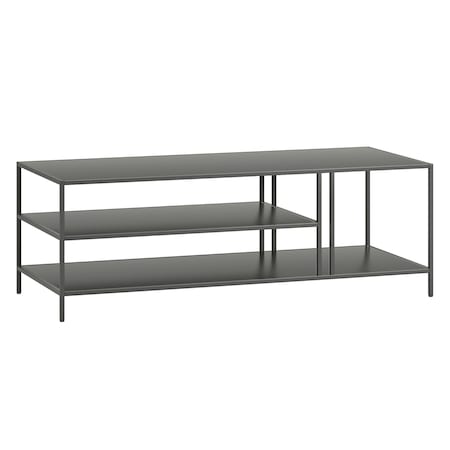 Homeroots 48" Gray Steel Coffee Table With Two Shelves 520581