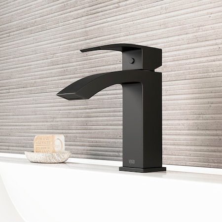 Vigo Satro Single Handle Single-Hole Bathroom Faucet in Matte Black VG01015MB