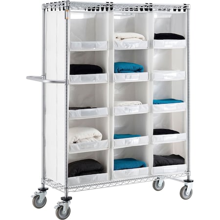 Global Industrial Nexel Stock Picking Truck, Back To Back, 30 Cells, 48"L x 18"W x 69"H, White 800441
