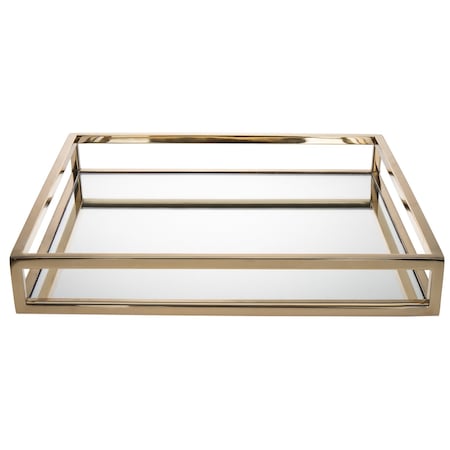 Homeroots 14in Gold Square Metal Serving Tray 517548