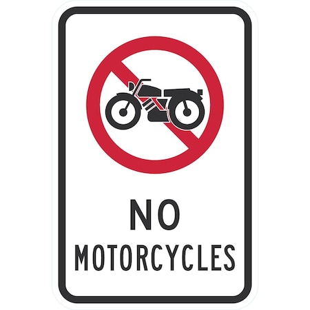 Lyle No Motorcycles (w/sym), 12x18, Engineer Grade, White G-3363-EG_12x18