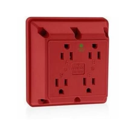 Leviton Straight Blade Receptacle, 5-15R, 15 A, 125V AC, 2 Pole, 3 Wire, Surface Mount, Grounded 1254-HR