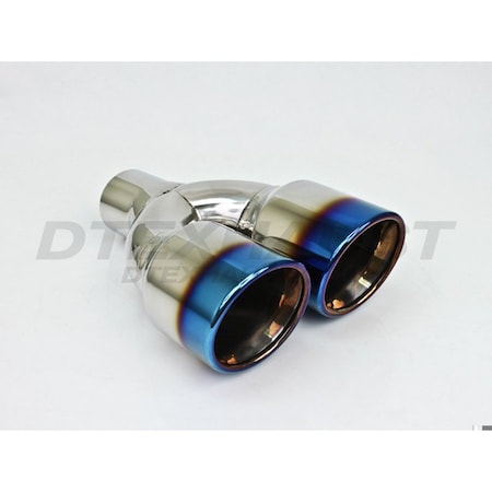 Different Trends DUAL 3.5IN DOUBLE WALL STAGGERED ROLL SLANTW/BLUE FLAME EXHAUST TIP 2. DT-24161BF