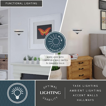 Vaxcel Da Vinci 1 Light Bronze Half Moon Wall Sconce White Glass WS8171OBB