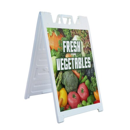 Signmission Fresh Vegetables, A-Frame & 2 Sign Inserts, Heavy-Duty Plastic Frame SBHD-C-2436-Fresh Vegetables