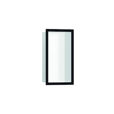 Hansgrohe XtraStoris Individual Wall Niche Matte White with Design Frame 12"x 6"x 4" in Matte Black 56096670
