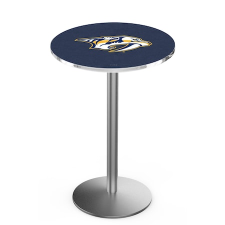 Holland Bar Stool Co 42" Stainless Steel Nashville Predators Pub Table, 36" dia. Top L214S4236NshPre