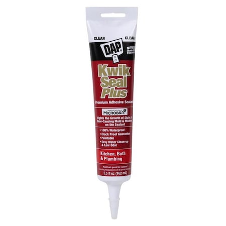 Dap Kwik Seal Plus Clear Siliconized Latex Kitchen and Bath Adhesive Caulk 5.5 oz 7079818546