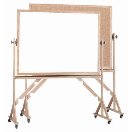 Aarco Reversible Freestanding Combination Board w/ a Red Oak Frame, Board Size 42''HX60''W WRBC4260