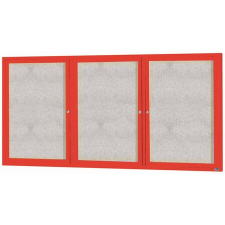 Aarco Outdoor Illuminated Enclosed Bulletin Board w/ Al Frame, Powder Coated Red, 48''Hx96''W ODCC4896-3RIR