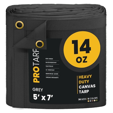 Protarp 5 ft. x 7 ft., 14 Oz, Grey, Polyester PT-301-5X7