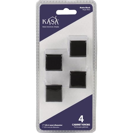 Hardware Resources KasaWare 1''Diameter Matte Black Flared Foot Square Knob, 4PK K313MB-4